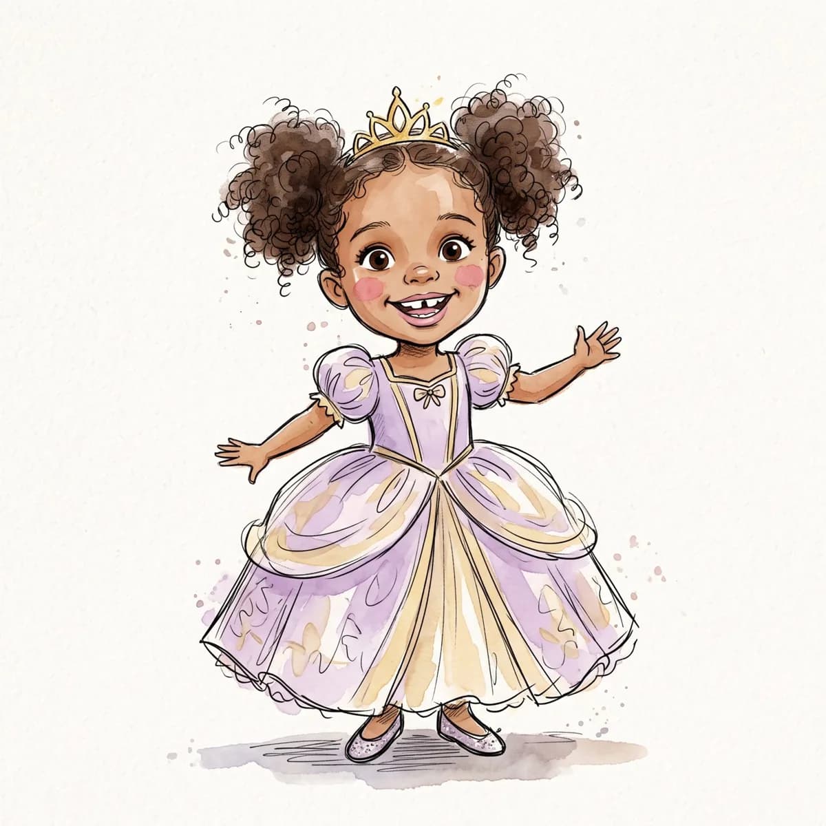 The same girl painted as a watercolour princess