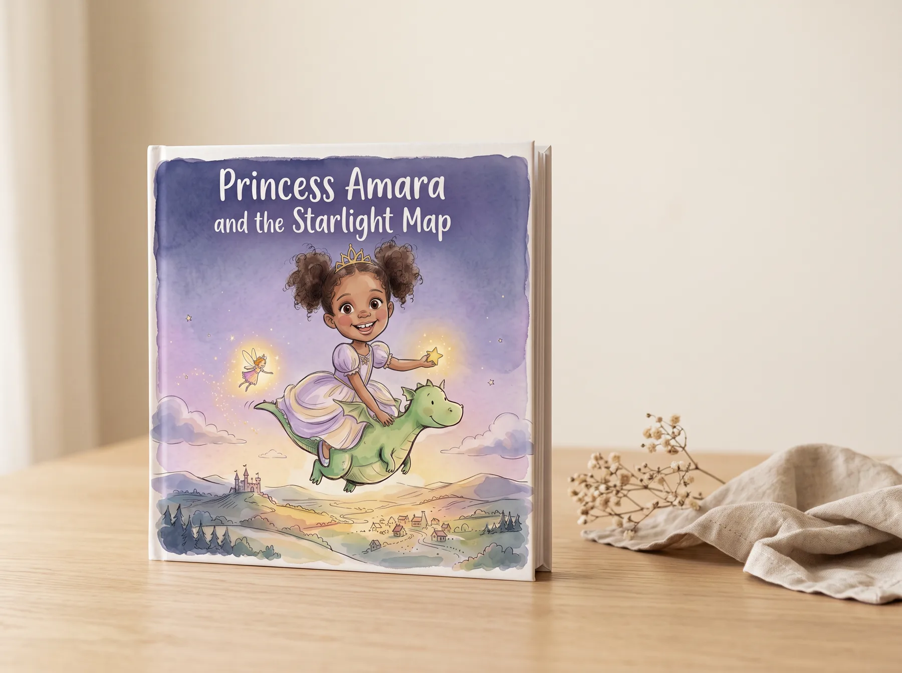 A square hardcover book called Princess Amara and the Starlight Map