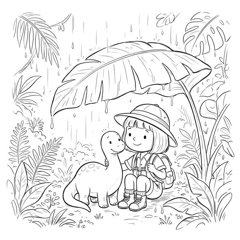 The Hidden Valley: colouring page 2, black outlines to print and colour in