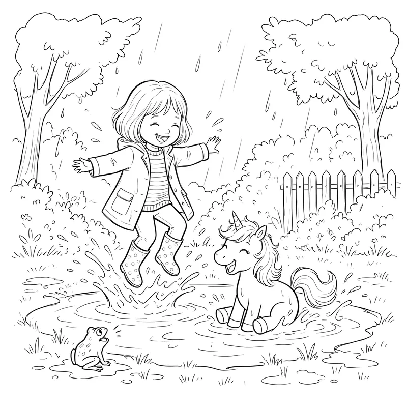 The Unicorn Who Made Grey Rainbows: colouring page 2, black outlines to print and colour in