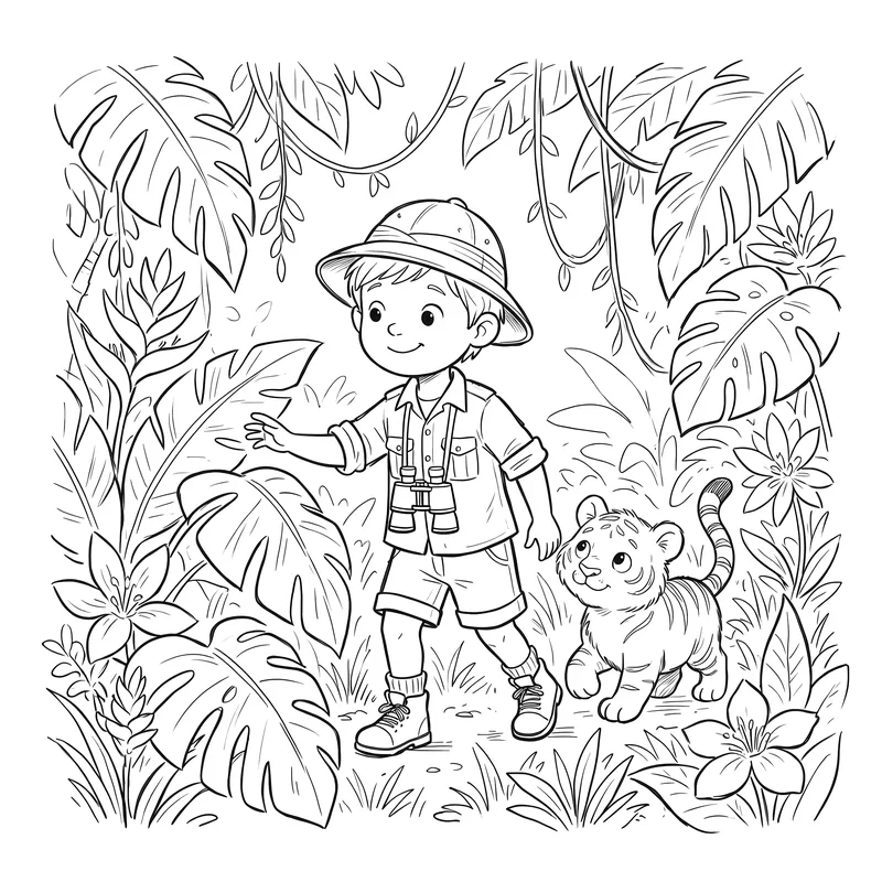 The Lost Roar: colouring page 1, black outlines to print and colour in