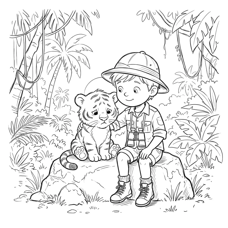 The Lost Roar: colouring page 2, black outlines to print and colour in