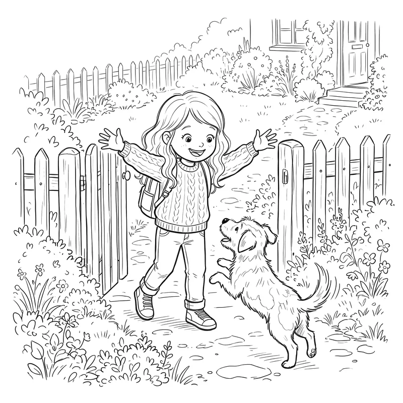 My Human: colouring page 2, black outlines to print and colour in