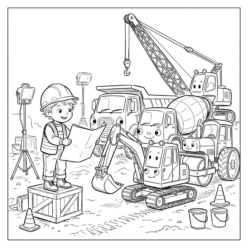 The Night the Diggers Woke Up: colouring page 1, black outlines to print and colour in