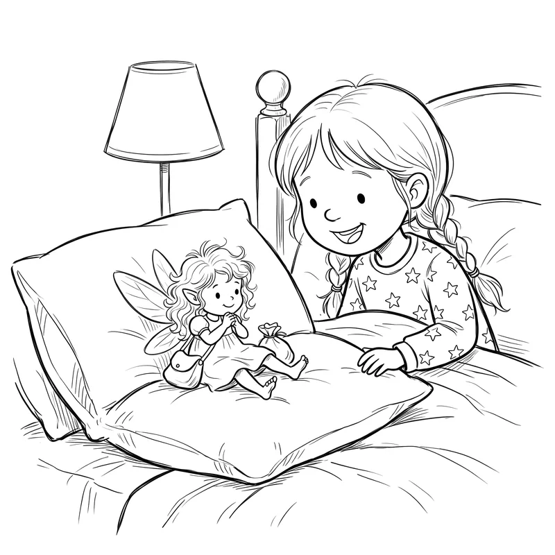 The Tooth Fairy's Terrible Cold: colouring page 1, black outlines to print and colour in